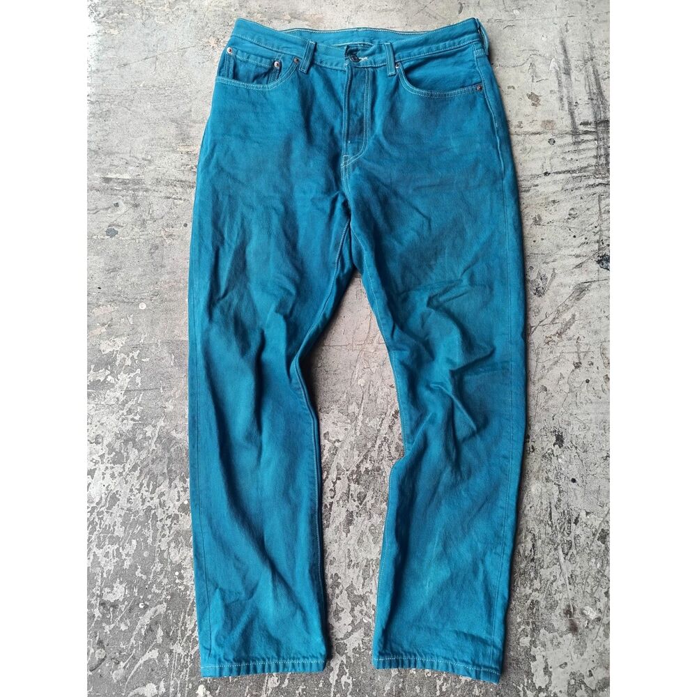 Vintage Levis 501 Teal Blue Jeans W31 L32 Womens High Rise Straight 90s Y2K